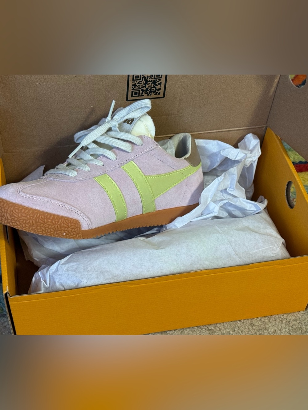 Gola Pink Suede Elan Trainers with Lime Accent